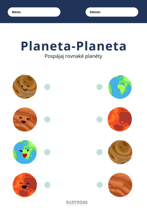 Pospájaj rovnaké planéty