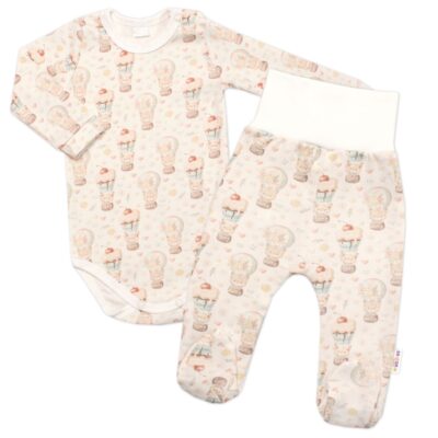 2-dielna sada body zap. pri krku + polodupačky, Baby Nellys, Sweet Candy - krémová