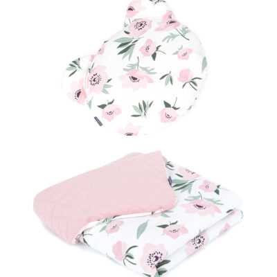 2-dielna sada, dečka Velvet 75 x 100 cm s vankúšikom Teddy, Ruža, ecru