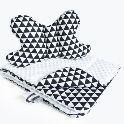 Set do kočíka Minky: Trojuholníčky (čierno/biela)