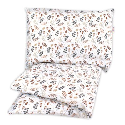 2-dielne bavlnené obliečky - Lúka, Baby Nellys, béžová/hnedá, 140x200/70x90cm