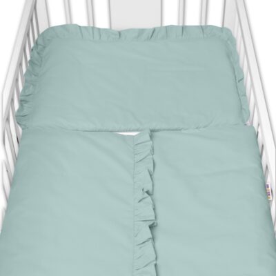 2-dielne bavlnené obliečky s volánikom SOFT, Baby Nellys, vavrínová zelená, 135x100 cm