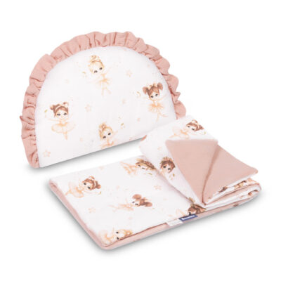 2D sada do kočíka, postieľky, kolísky, mušelín, bavlna, Baletka, púdrovo ružová