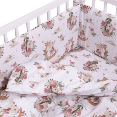 3-dielna sada Mantinel s obliečkami Baby Nellys, Bunny Star, biela s potl., veľ. 135x100cm