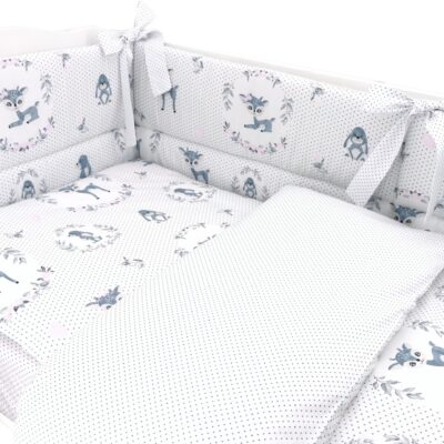 3-dielna sada mantinel s obliečkami, Koloušek, bodky, tm. máta, 135x100 cm