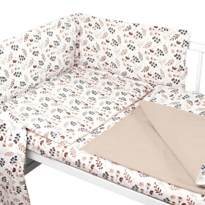 3-dielna sada Mantinel s obliečkami, Lúka, béžová/hnedá, 135x100 cm