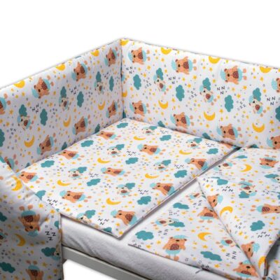 3-dielna sada - mantinel s obliečkami Sny medvedíkov - hnedá, biela, 135x100 cm