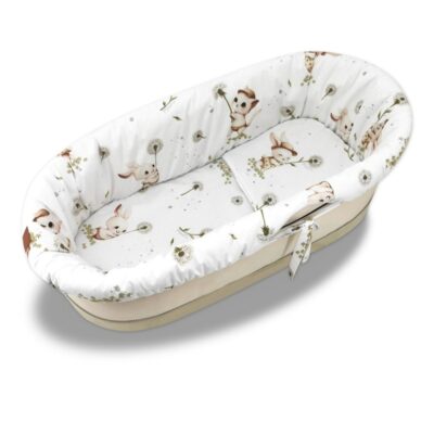 3D sada do koša, kočíka - bavlna, Kocúrik a púpava - biela, béžová