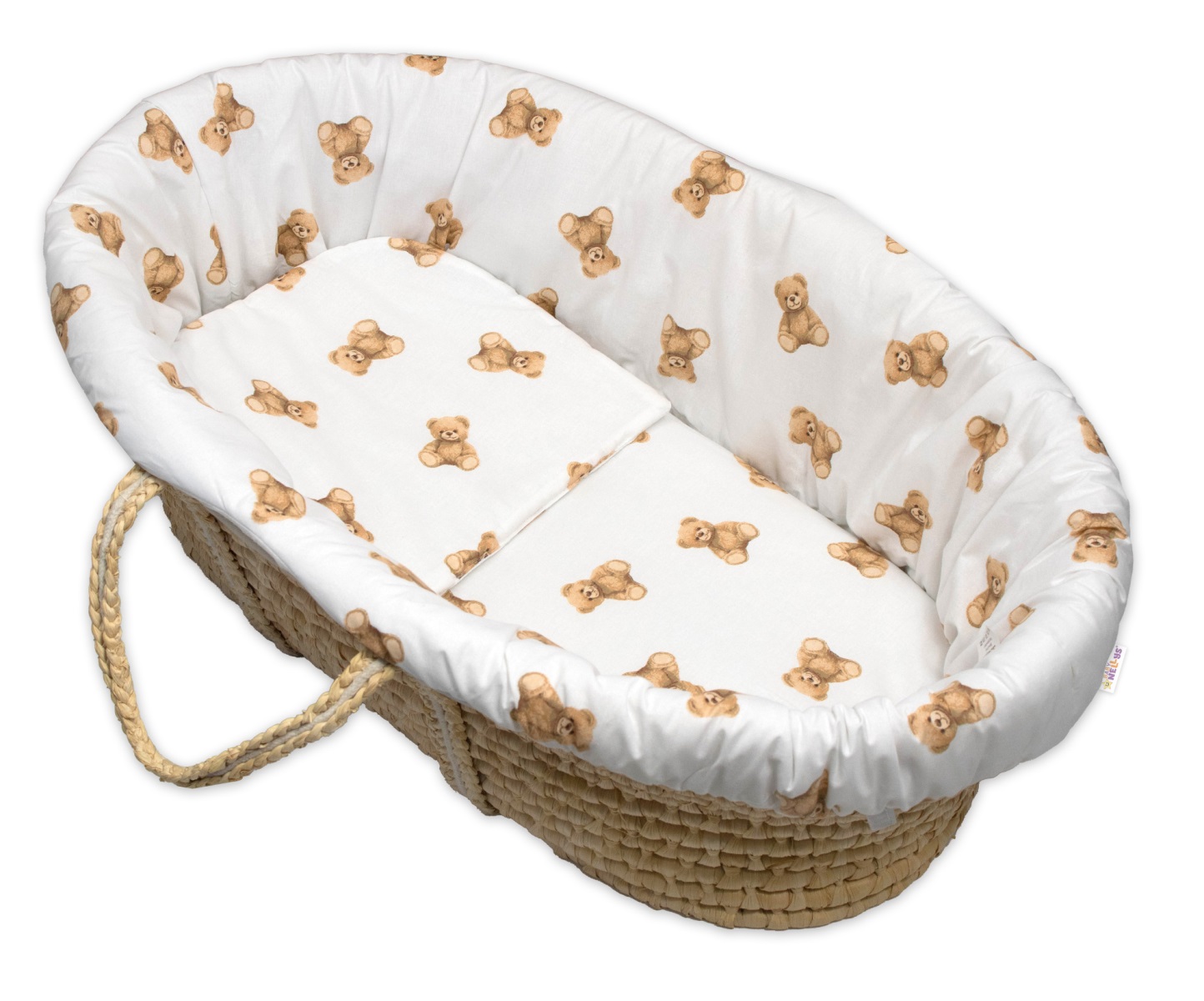 3D sada do koša, kočíka - bavlna,Míša - biela s potlačou