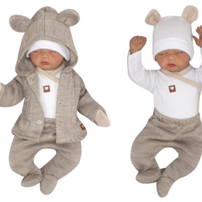 5-dielna kojenecká súpravička do pôrodnice - béžová, biela, veľ. 56