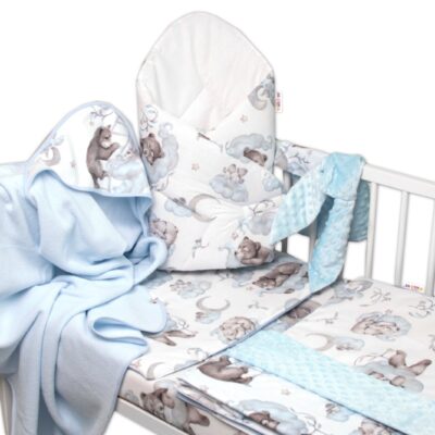 6-dielna výhod. sada s darčekom pre bábätko Baby Nellys, 120x90 Zvířátka na mráčku, modrá