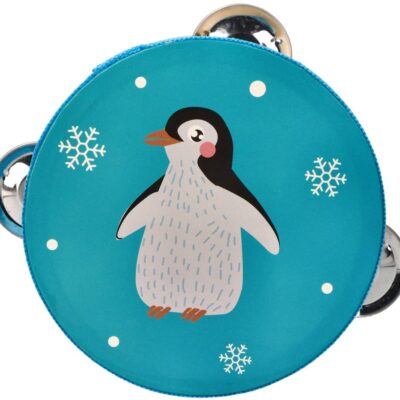 Adam Toys: Drevená tamburína Tučniak (tyrkys)