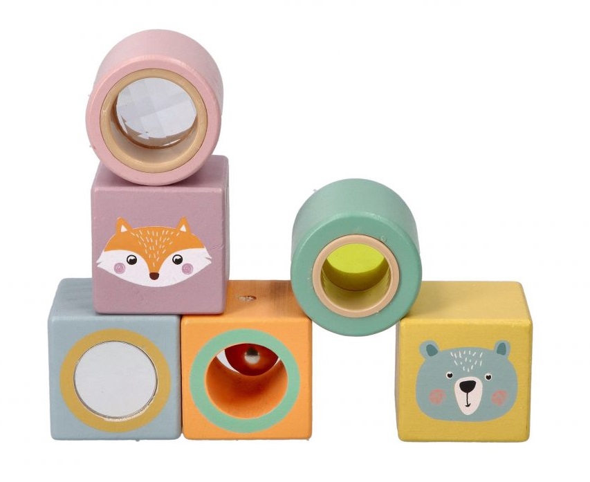 Adam Toys: Drevené kocky s rolničkou Zvieratká