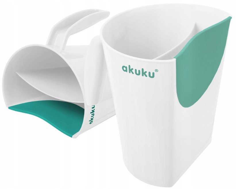 Akuku: Hrnček na kúpanie/umývanie hlavičky (biely/mätový)