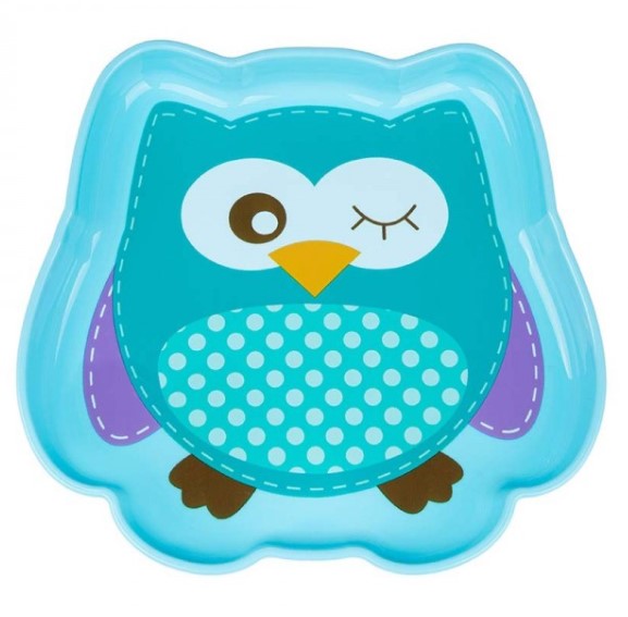 Akuku: Plastový tanierik Sova (tyrkysový)