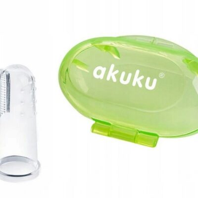 Akuku: Silikónová zubná kefka s puzdrom (zelená)