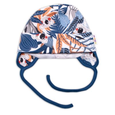 Baby Bavlnená čiapočka na zaväzovanie - Jungle granát/ecru