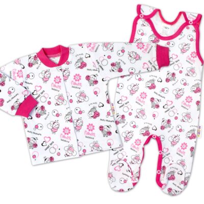 Baby Nellys 2-dielna sada, bavlnené dupačky s košieľkou Lienky, biela, veľ. 68