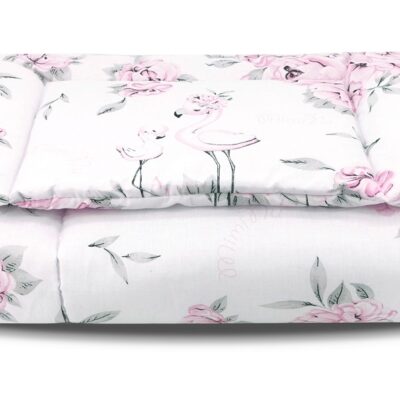 Baby Nellys 2-dielna sada do postieľky s výplňou, Plameniak - ružová, 135x100cm