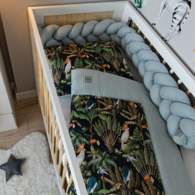 Baby Nellys 2-dielna súprava do postielky -Vafel, bavlna LUX, Papagaj, 135 x 100 cm