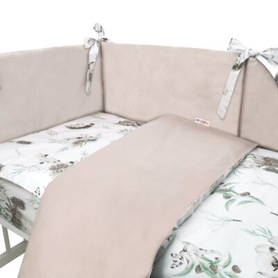 BABY NELLYS 3-dielna sada Mantinel s obliečkami, bavlna/velvet, Exotika, béžová/biela