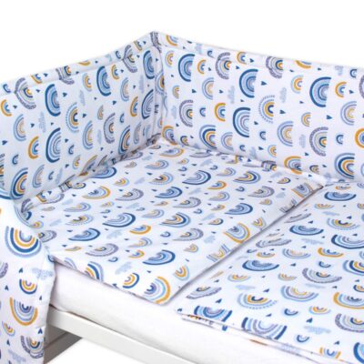 Baby Nellys 3-dielna sada Mantinel s obliečkami -Dúha, modrá