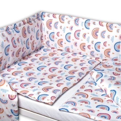 Baby Nellys 3-dielna sada Mantinel s obliečkami -Dúha, pastelová/biela, veľ.135x100 cm