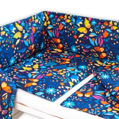 Baby Nellys 3-dielna sada Mantinel s obliečkami - Motýlí lúka, granát, 135x100