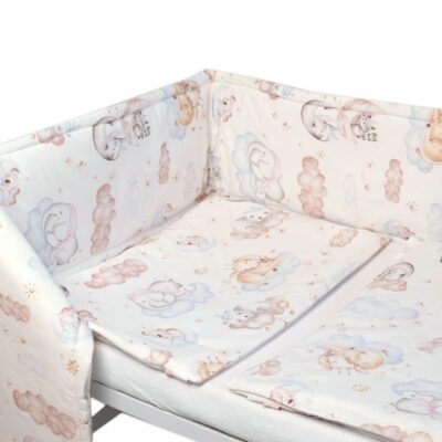 Baby Nellys 3-dielna sada Mantinel s obliečkami, Sweet Dreams, biela, 135x100 cm