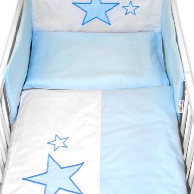 Baby Nellys 5-dielna súprava do postieľky Baby Stars - modrá, veľ. 135x100 cm