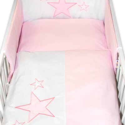 Baby Nellys 5-dielna súprava do postieľky Baby Stars - ružová, veľ. 135x100 cm