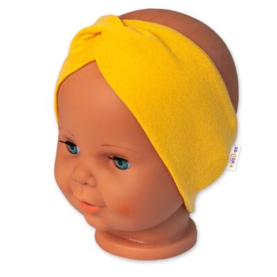 Baby Nellys Bavlnená čelenka dvojvrstvová, horčicová