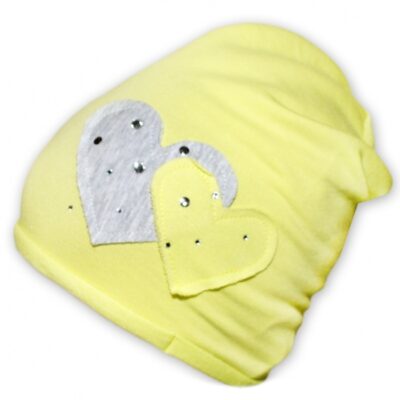 Baby Nellys: Bavlnená čiapočka Srdiečka (pistáciová)