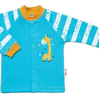 Baby Nellys Bavlnená košieľka Giraffe, tyrkysová