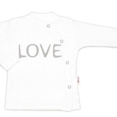 Baby Nellys Bavlnená košieľka Love zapínanie bokom - biela, veľ. 62