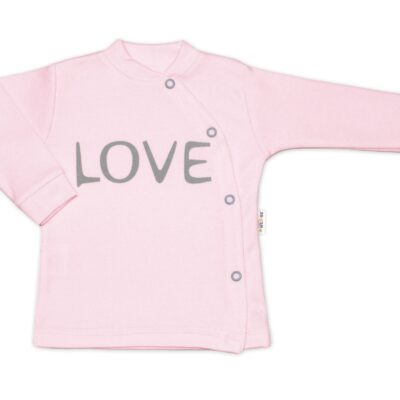 Baby Nellys Bavlnená košieľka Love zapínanie bokom - ružová, veľ. 68
