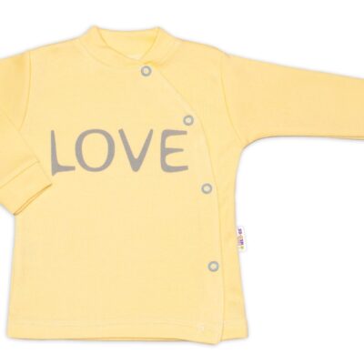 Baby Nellys Bavlnená košieľka Love zapínanie bokom - žltá, vel. 56