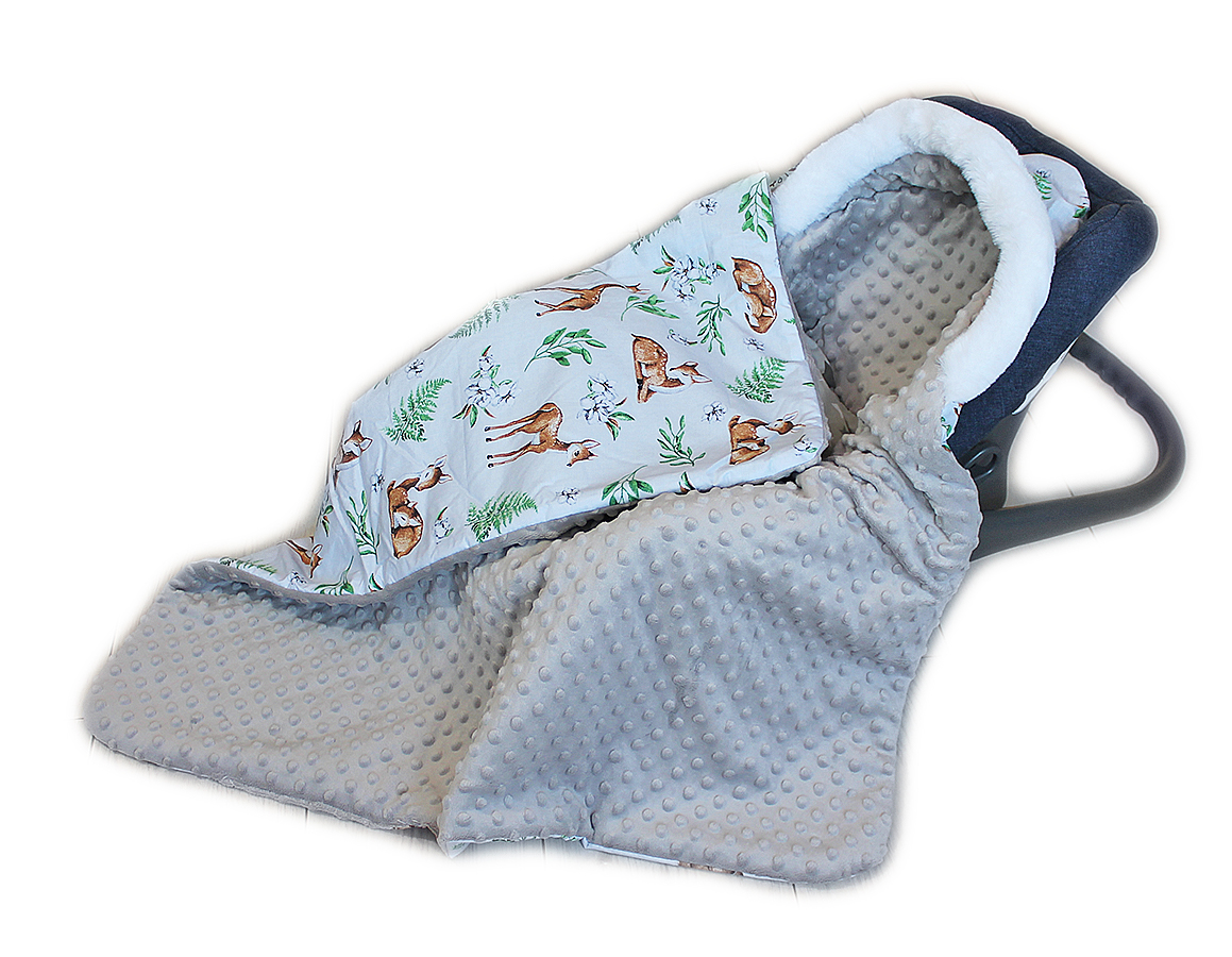 Baby Nellys: Obojstranná deka 3v1 Minky (srnky)