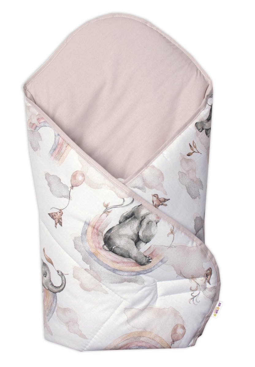 Baby Nellys: Zavinovačka Slon a Dúha (biela/béžová)