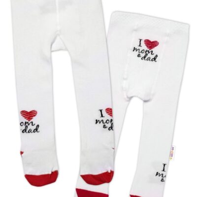 Baby Nellys Bavlnené pančucháče I love mom & dad - červené