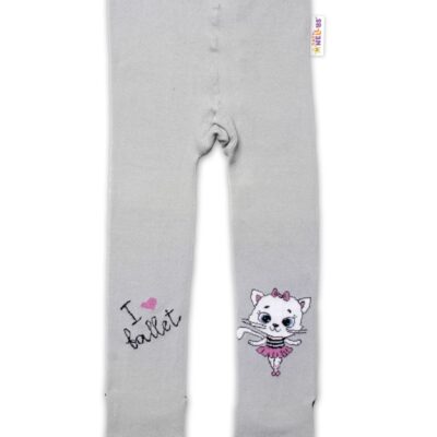 Baby Nellys Bavlnené pančucháče Mačička - sivé, veľ. 104/110