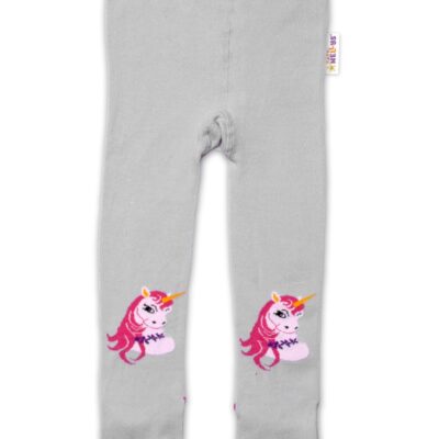 Baby Nellys Bavlnené pančucháče Unicorn - sivé