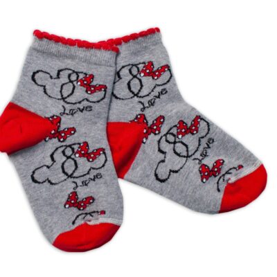 Baby Nellys Bavlnené ponožky Minnie Love - sivé, veľ. 104/116