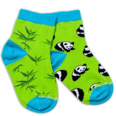 Baby Nellys Bavlnené veselé ponožky Panda - zelené, veľ. 104/116