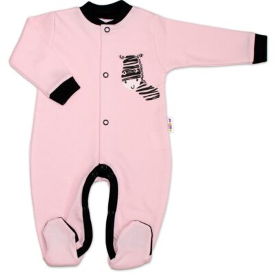 Baby Nellys Bavlnený overal Zebra - ružový, veľ. 80