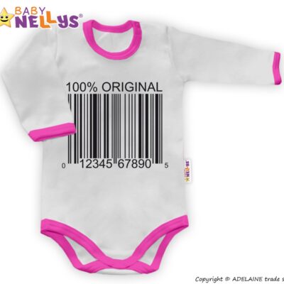 Baby Nellys Body dlhý rukáv 100% ORIGINÁL - sivé / ružový lem, veľ. 86