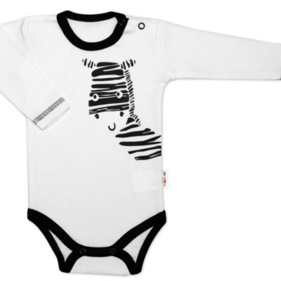Baby Nellys Body dlhý rukáv, biele, Zebra, veľ. 62