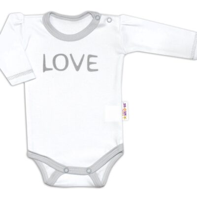 Baby Nellys Body dlhý rukáv Love - biely, veľ. 56