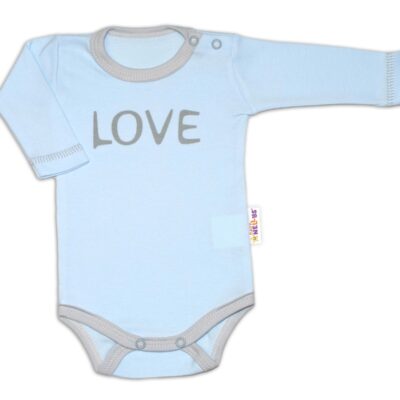 Baby Nellys Body dlhý rukáv Love - modrý, vel. 56