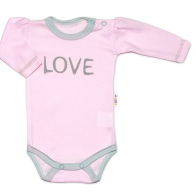 Baby Nellys Body dlhý rukáv Love - ružové, veľ. 56
